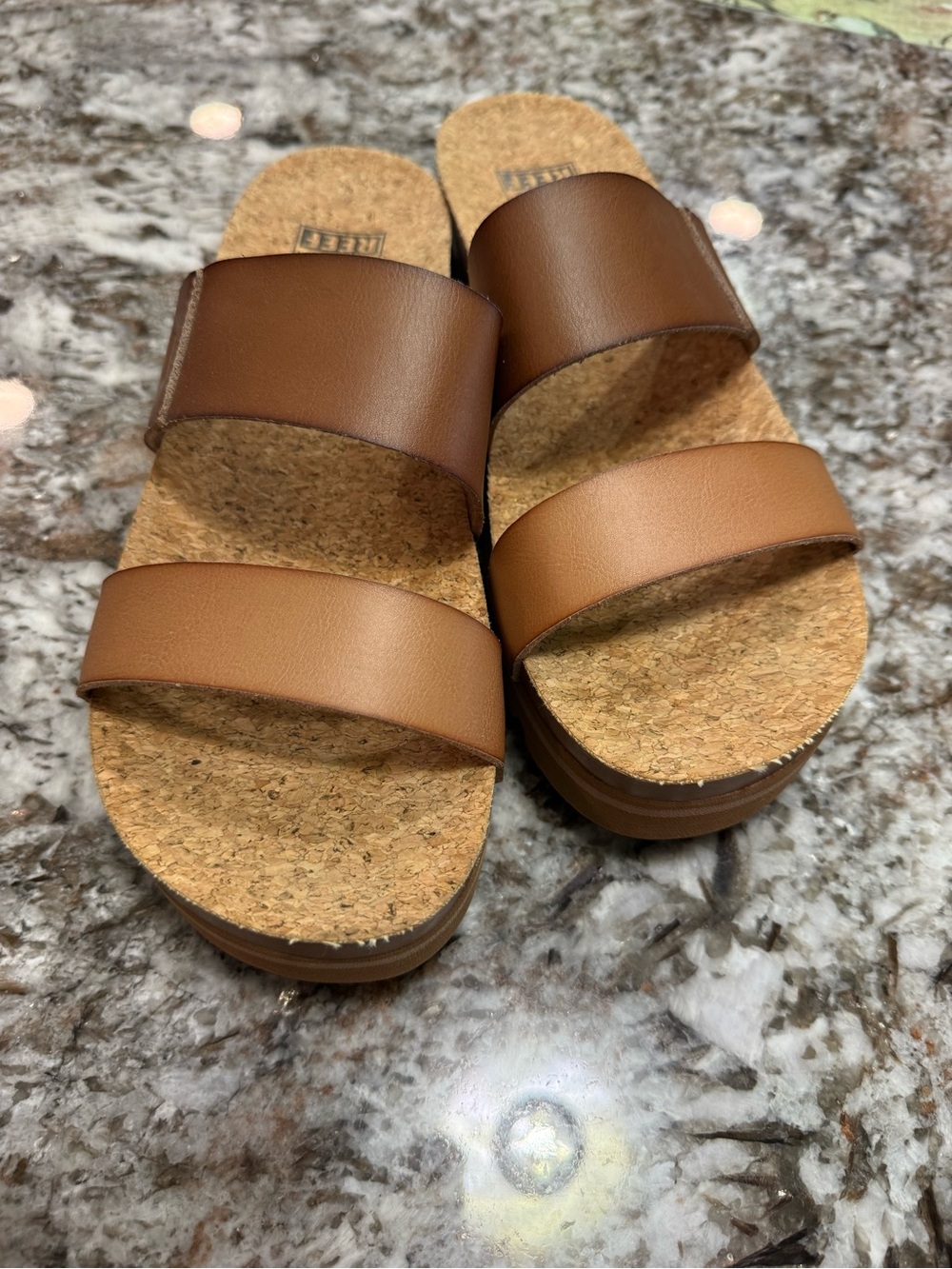 Reef Women’s Double-Strap Cork Slide Sandals - Brown/Tan
